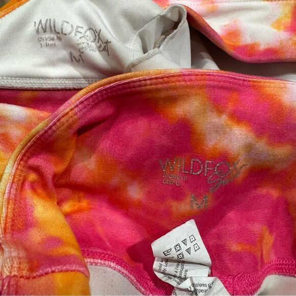 Wildfox Sweat Tie Dye Two Piece Sports Bra Leggings Pink Orange Womens Medium - Picture 3 of 5